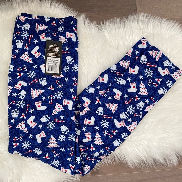 Christmas Plus Size Leggings One-size NWT - Picture 1 of 5